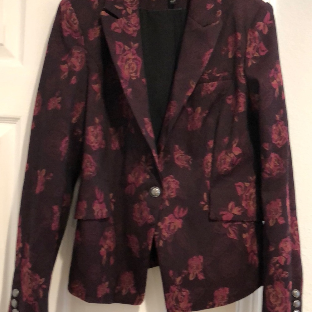 Burgundy floral blazer